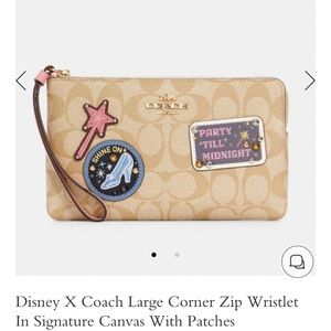 DisneyX Coach Large Corner Zip Wristlet W/ Patches